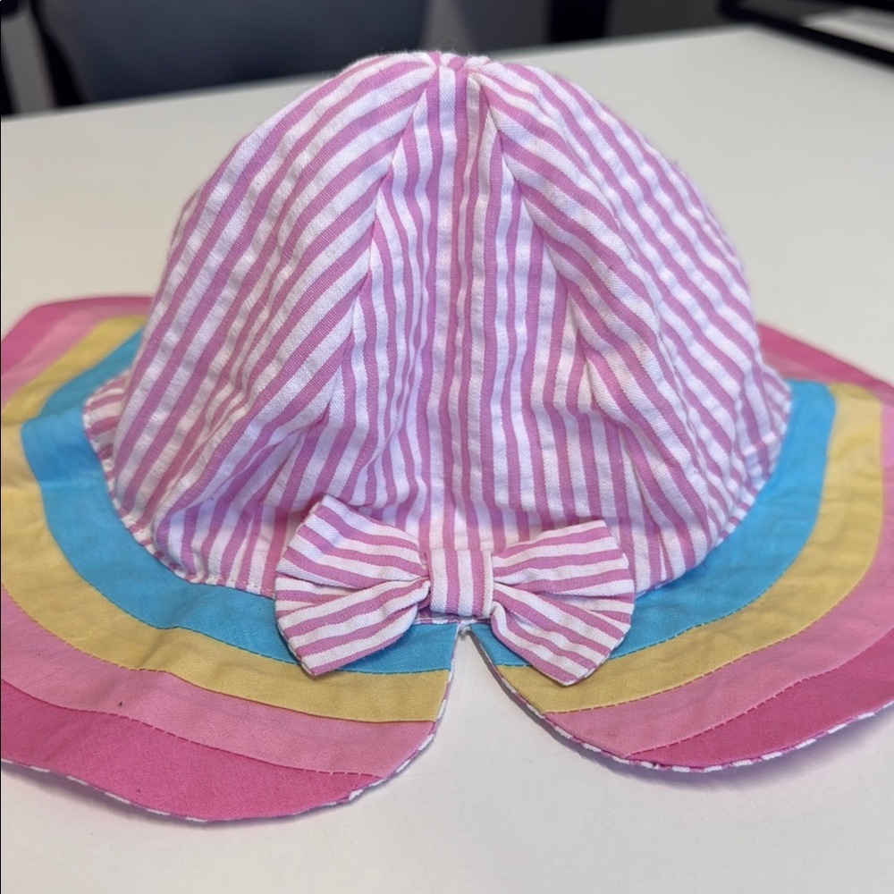 Source Unknown Pink Striped Kids Hat with Multicolor Brim - Picture 5 of 5
